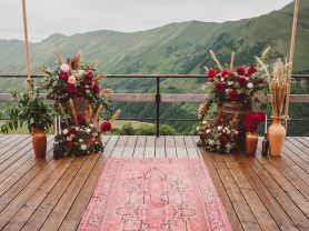 Wedding ceremony in mountains Gudauri